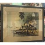 ZHIK A pair of watercolour paintings depicting lagoon huts Watercolour Both signed (Dimensions: 26.5