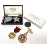 A Masonic 9ct. gold enamelled jewel for the Devonshire Lodge 625 dated 1925 19.6gms including gold