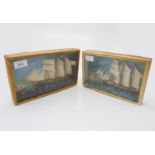 An early 20th century cased ship diorama, bearing label 'Blodwen Porthmadog', together with a