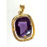 A 22ct gold amethyst set pendant.