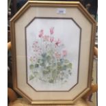 Joyce TAYLOR (20th Century) Study of wildflowers , a pair Watercolour, in octagonal frames Both