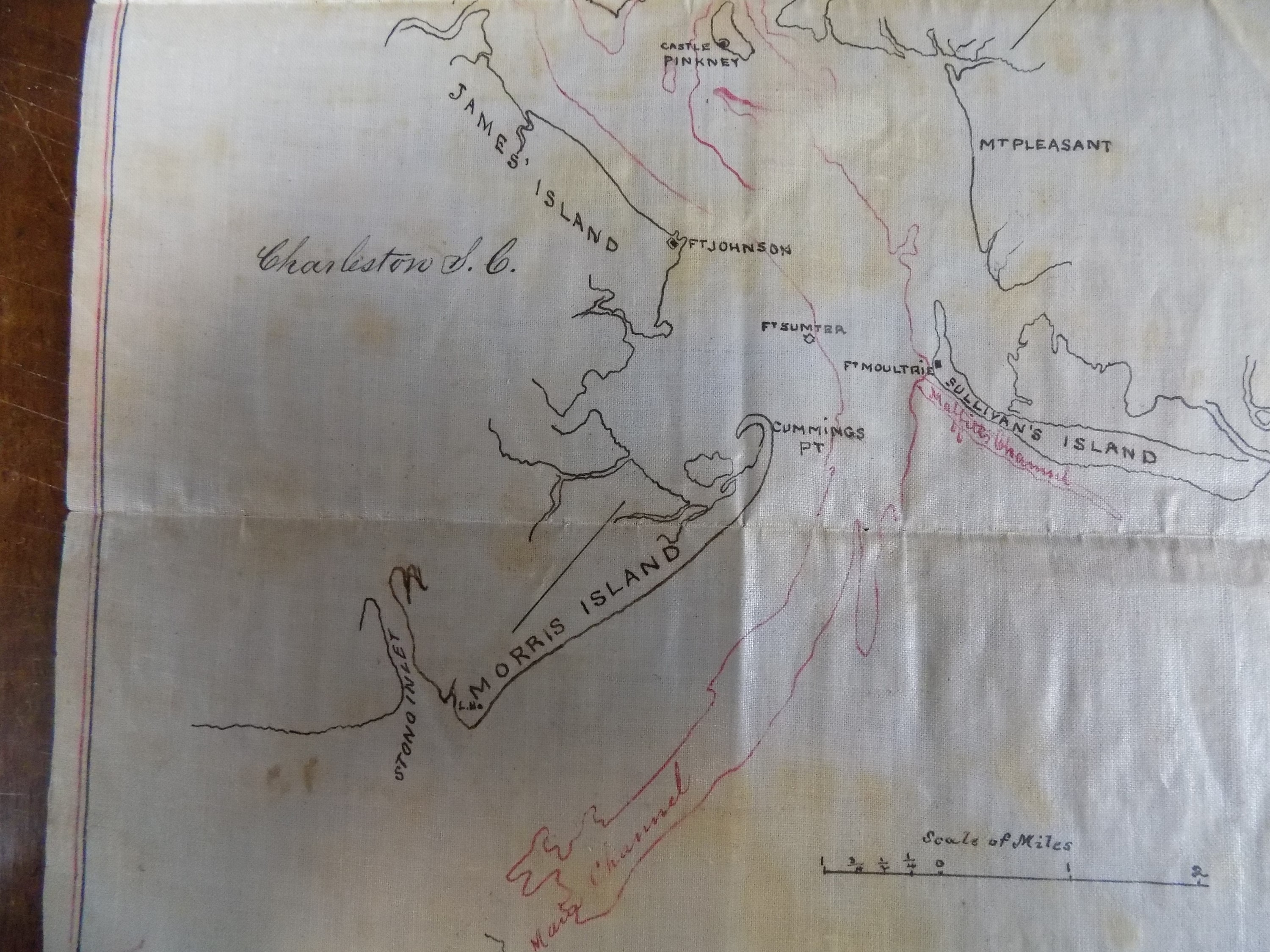 AMERICAN CIVIL WAR Interesting contemporary manuscript map of the approaches to Charleston S.C. - Image 4 of 4