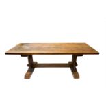An oak refectory table. (Dimensions: Height 71cm, width 208cm.)(Height 71cm, width 208cm.)