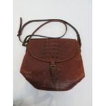 A Mulberry mid brown crocodile effect leather bag. (Dimensions: Bag 28cm x 32cm (excluding