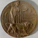 Death plaque awarded to Arthur Robert Clarke Lance Corporal of East Kent Regiment, died 16th January