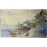 English School, early 20th Century Mousehole Watercolour Signed with monogram EF (Dimensions: 34 x