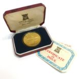 First Concorde Scheduled Flight London & Singapore medallion issued Dec 1977. Proof gold on sterling
