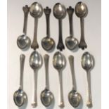 An Edwardian set of six crested Britannia standard silver coffee spoons by Thomas Bradbury & Sons