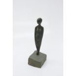 A bronze sculpture of a female figure, impressed mark M S, on stone plinth, (Dimensions: Height