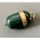 An exquisite gold mounted bloodstone vinaigrette in the form of an acorn. The ring suspension