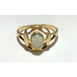 An 18ct gold Murrle Bennett opal set ring in Art Nouveau style.