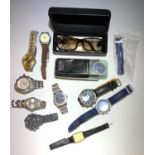 Various watches and a pair of Versace sun glasses