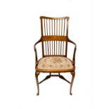 An Edwardian inlaid mahogany open armchair. (Qty: 1)