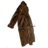 A contemporary ladies demi buff brown mink coat with brown satin lining. (Dimensions: Length 49