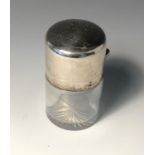 A silver mounted plain glass salts jar