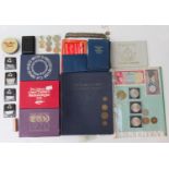 Great Britain & World Coins: Including 1937 G.B. coin set 1/4d to crown, proof coin sets including