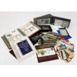 Great Britain - Large quantity of mint miniature sheets, high face value, plus two albums of first