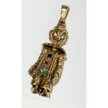 A 9ct gold articulated clown pendant, length 4.2cm.