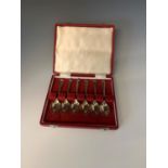 A set of six silver post war coffee spoons, Sheffield 1963 2oz, cased (Qty: 1)