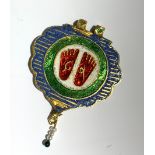 A high purity enamel gold pendant. 4.5gms