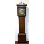 A George III oak 30 hour longcase clock, with a square brass dial inscribed 'Swiftly the Hours