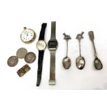 Two Victorian crowns, a 1935 crown, watches etc.