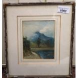 Louis HEINEMANN A forest river landscape Watercolour Signed (Dimensions: 13 x 10cm.)(13 x 10cm.)