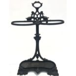A black painted cast iron hall stand. (Dimensions: Height 77cm, width 48cm.)(Height 77cm, width