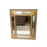 A large wall mirror, with gilt metal mounts. (Dimensions: Height 107cm, width 89cm.)(Height 107cm,