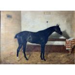 English School, late 19th Century Bay Horse in Stable Oil on canvas Indistinctly signed, one dated