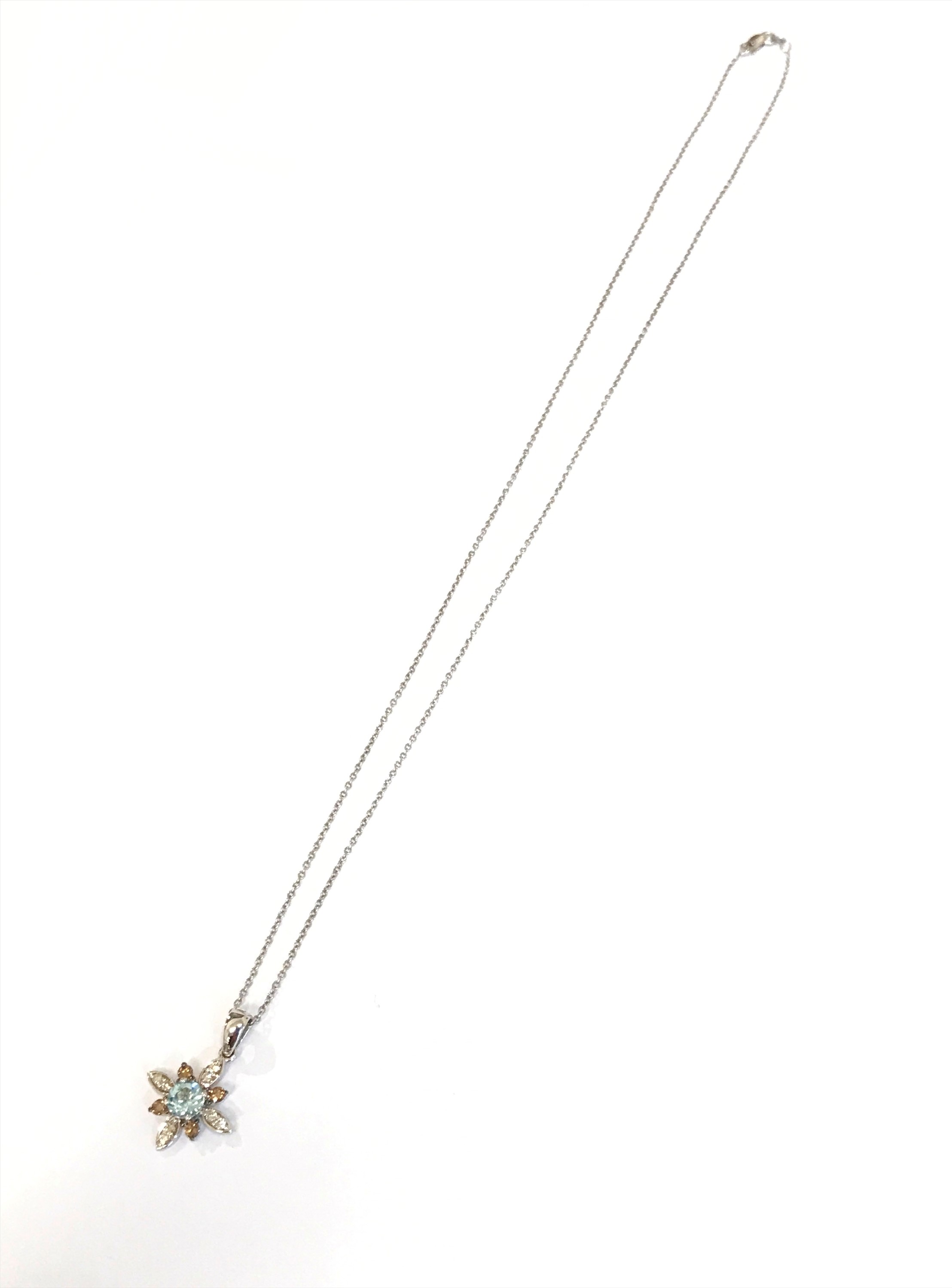 A 14ct gold diamond and aquamarine pendant by Le Vian. Cased - Image 2 of 3