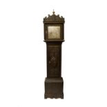 A Victorian carved oak 30 hour longcase clock, the square brass dial signed 'W. Coulton, York'