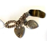 9ct bracelet with heart and stone fobs