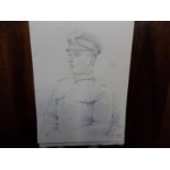 WORLD WAR I. Sketchbook showing pencil portraits of Officer and Men of mobile Anti Aircraft Battery,
