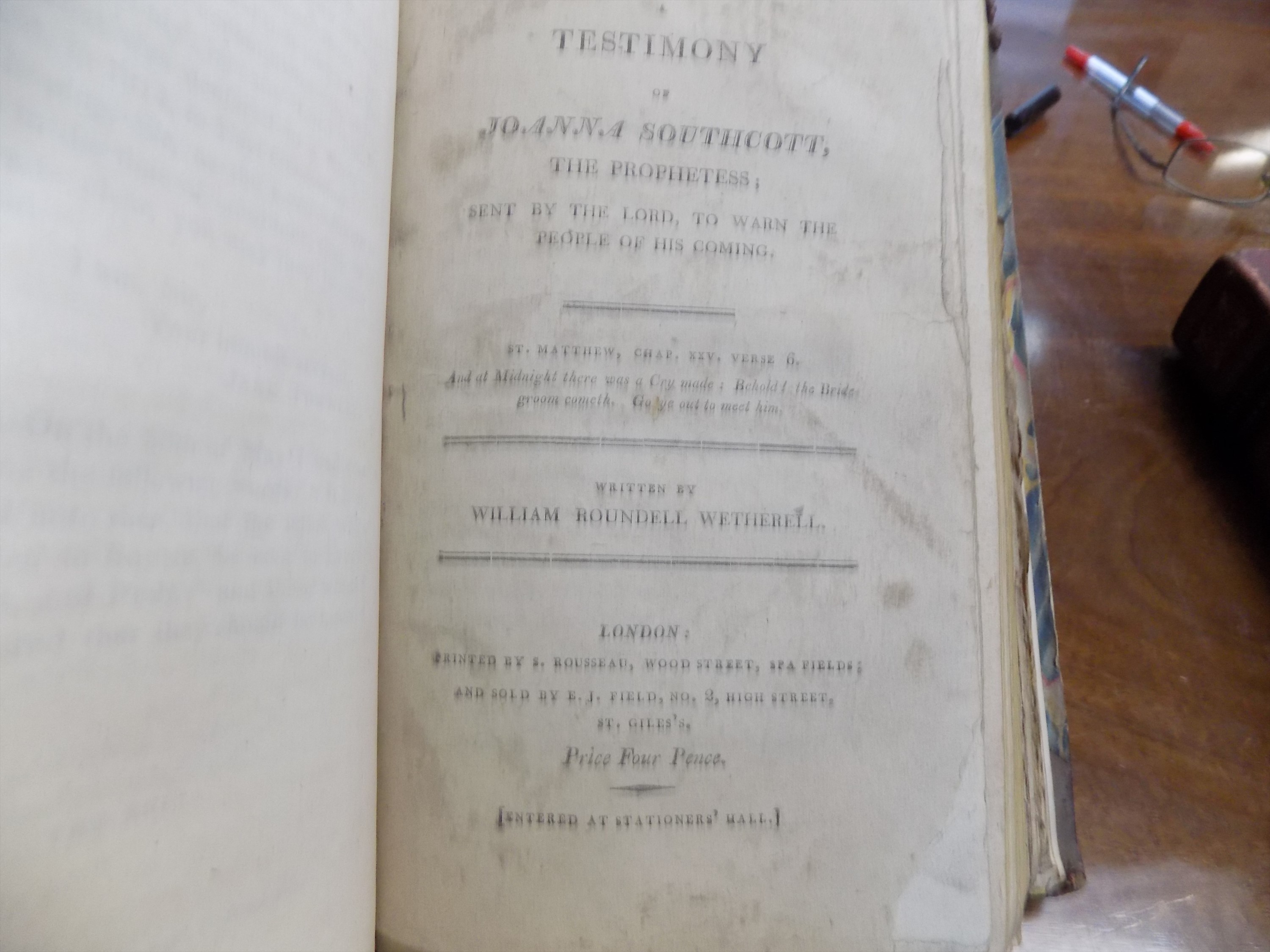 JOANNA SOUTHCOTT 5 Vols of bound separately paginated pamphlets (approximately 30) some 1st editions - Image 5 of 6