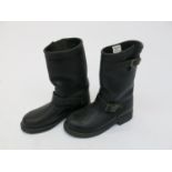 A pair of ladies Triumph leather motorcycle boots, size 8.