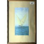 Vincenzo D'ESPOSITO (1886-1946) Sail Boats Watercolour, a pair each signed (Dimensions: 24 x 12cm)(