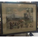 A.B . IBRAHIM Plantation workers Watercolour Signed (Dimensions: 27.5 x 37cm.)(27.5 x 37cm.)