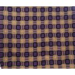 A Welsh woollen blanket of reversible geometric design in purple, black and yellow. (Dimensions: