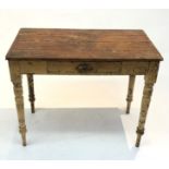 A Victorian painted side table, with a single frieze drawer on turned tapering legs. (Dimensions: