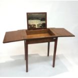 A mahogany and bird's eye maple dressing table, early 20th century, the cover opening to reveal a