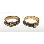 Two late Victorian 9ct gold enamelled mourning rings.