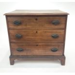 A mahogany chest of drawers, early 19th century, with three long drawers on bracket feet. (