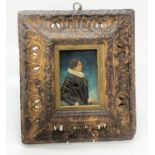 A late 19th/early 20th century cast wax profile portrait of a gentleman in Renaissance costume, in