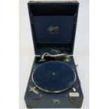 A vintage Selecta 'The Double Two' portable gramophone.
