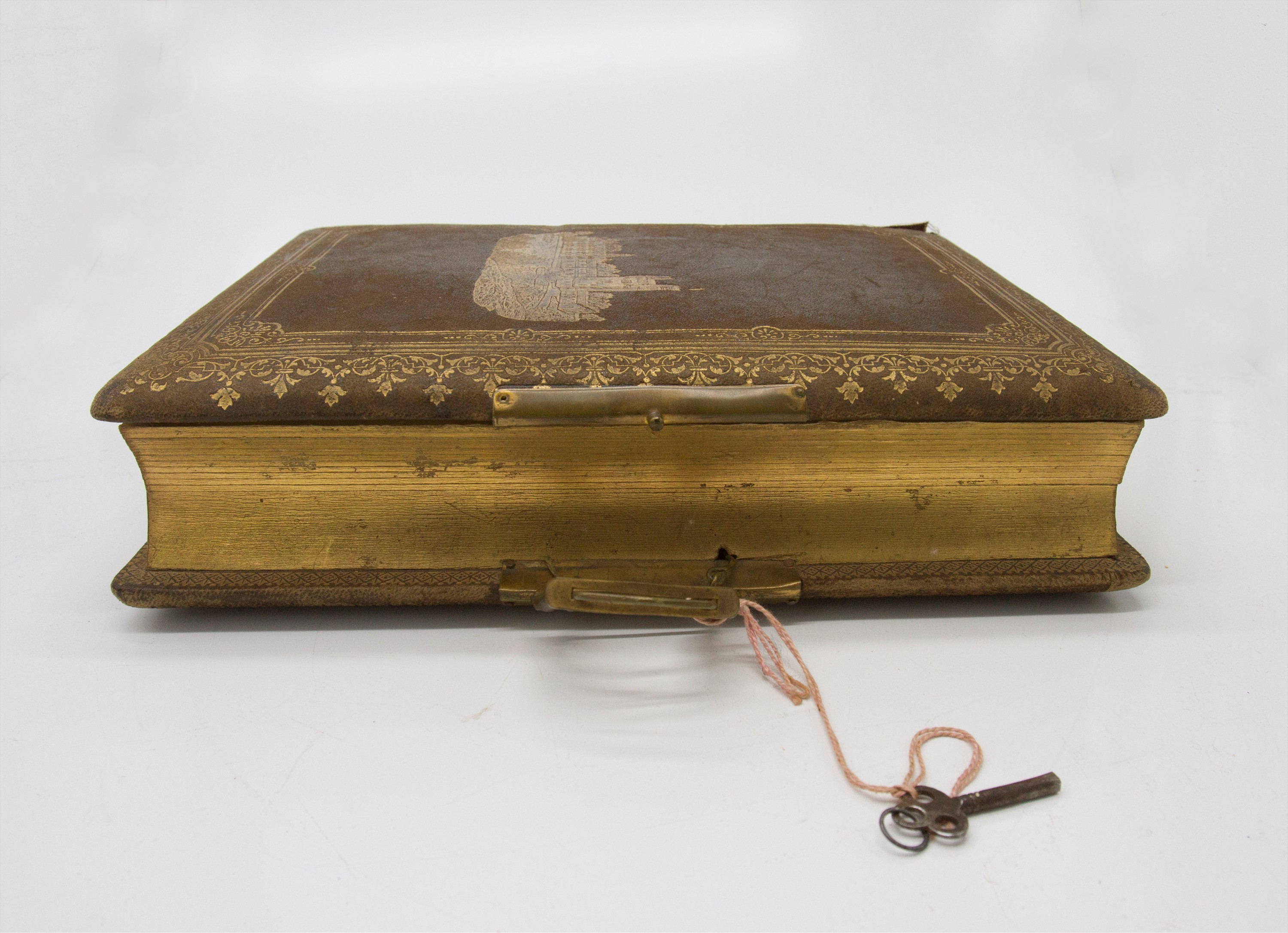 A late 19th/early 20th century leather-bound musical photograph album, the pages illustrated with - Image 2 of 3