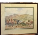 David FAULL (British, 20th Century) Carn Brea Watercolour Signed (Dimensions: 36 x 63cm.)(36 x