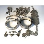 Various silver bracelets