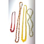 Eight beaded necklaces.