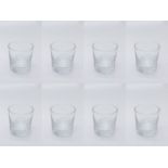 A set of nine crystal whisky tumblers, engraved with game and other birds etc. (Dimensions: Height